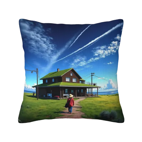 Housse de coussin en peluche double face - Chemin Paisible | OKOMALL