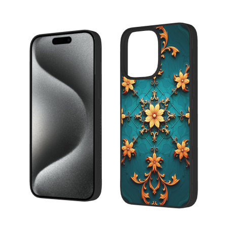 Роскошный чехол для iPhone 15/Pro/Max с цветочным узором - okomall