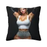 Housse de coussin en peluche avec portrait abstrait de femme à la mode - Okomall