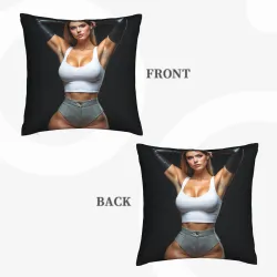 ファッションな女性の抽象的な肖像画のぬいぐるみクッションカバー - Okomall