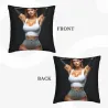 Housse de coussin en peluche avec portrait abstrait de femme à la mode - Okomall