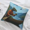 غطاء وسادة فروي بنمط غابة وجانب البحيرة - Okomall