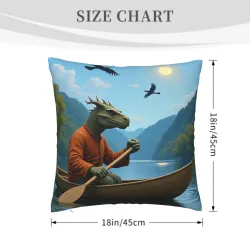 Funda de cojín de felpa con paisaje de lago y bosque - Okomall