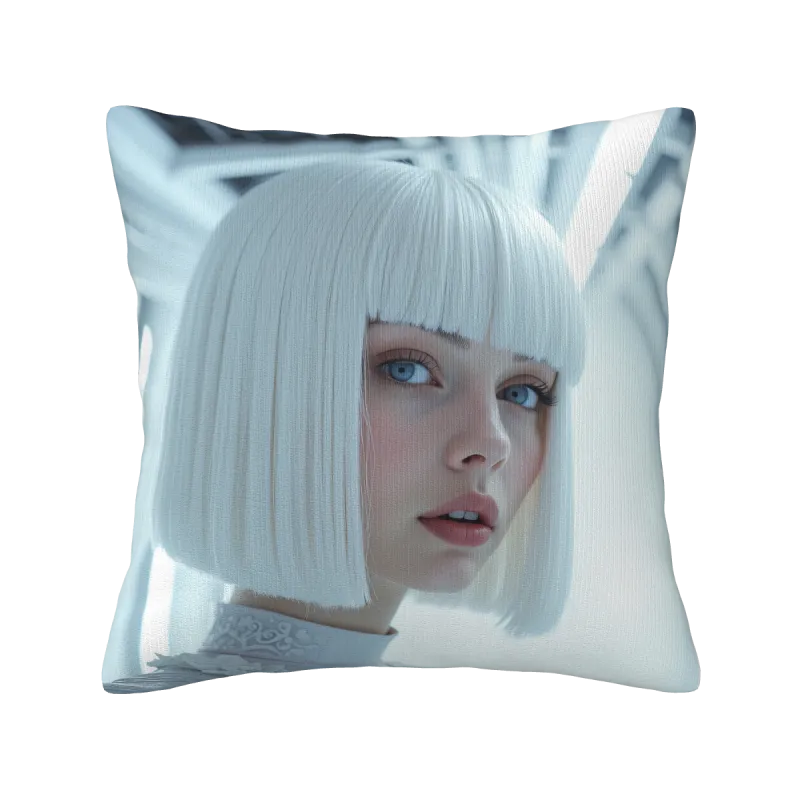 Federa cuscino in peluche con ritratto alla moda - Okomall