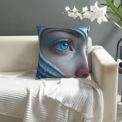 Housse de coussin en peluche Portrait Féminin - Okomall