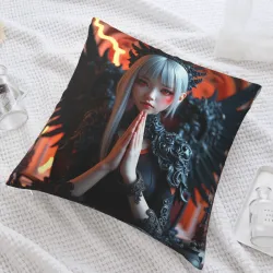 精美少女毛絨抱枕套 - Okomall