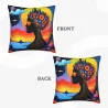 Coussin en peluche à motif de visage abstrait - Okomall