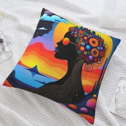 Coussin en peluche à motif de visage abstrait - Okomall