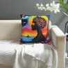 Coussin en peluche à motif de visage abstrait - Okomall