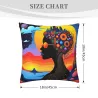 Funda de cojín de felpa con estampado abstracto de rostro - Okomall