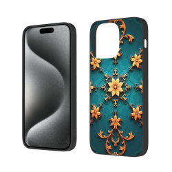 奢华花卉纹理 iPhone 15/Pro/Max 手机壳 - okomall