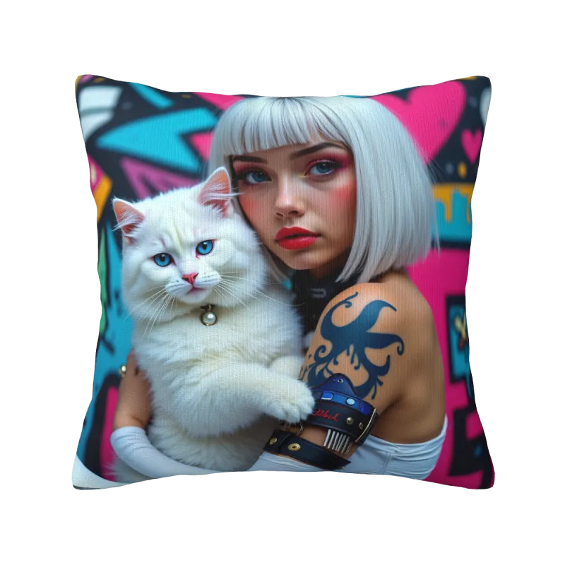 Copri-cuscino in peluche alla moda - Stampa ragazza cool | OKOMALL