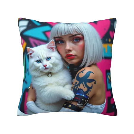 Copri-cuscino in peluche alla moda - Stampa ragazza cool | OKOMALL