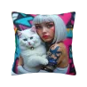 Copri-cuscino in peluche alla moda - Stampa ragazza cool | OKOMALL
