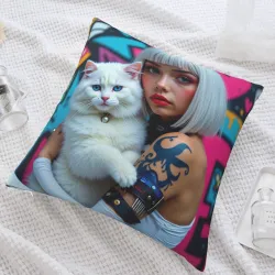Copri-cuscino in peluche alla moda - Stampa ragazza cool | OKOMALL
