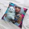 Copri-cuscino in peluche alla moda - Stampa ragazza cool | OKOMALL