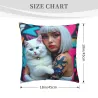 Housse de coussin en peluche tendance - Impression fille cool | OKOMALL