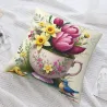 Copri-cuscino in peluche con fiori romantici - Okomall