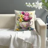 Housse de coussin en peluche à fleurs romantiques - Okomall