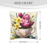 Housse de coussin en peluche à fleurs romantiques - Okomall