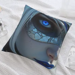 精美女性肖像毛絨抱枕套 - Okomall