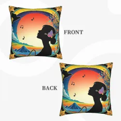 Housse de coussin en peluche à motif double face - 18x18 pouces | Okomall