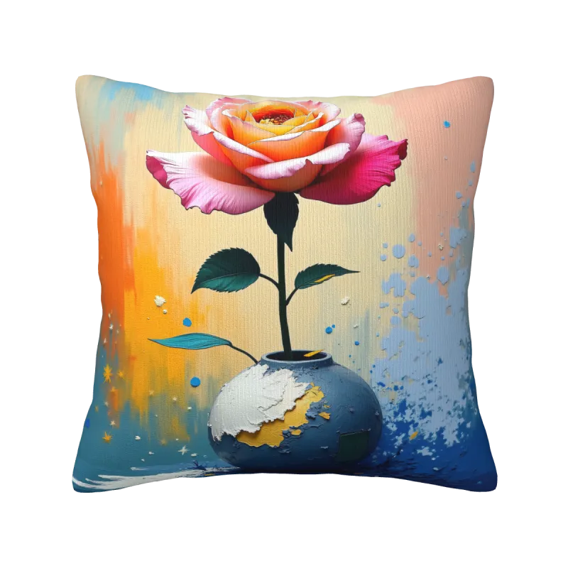 Housse de coussin en peluche à motif floral abstrait à l'aquarelle - Okomall