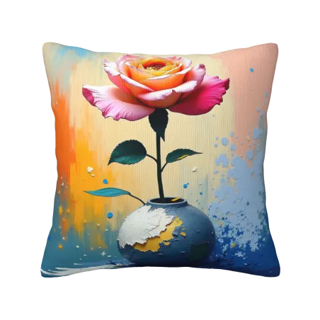 Housse de coussin en peluche à motif floral abstrait à l'aquarelle - Okomall