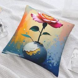 抽象水彩花卉毛絨抱枕套 - Okomall