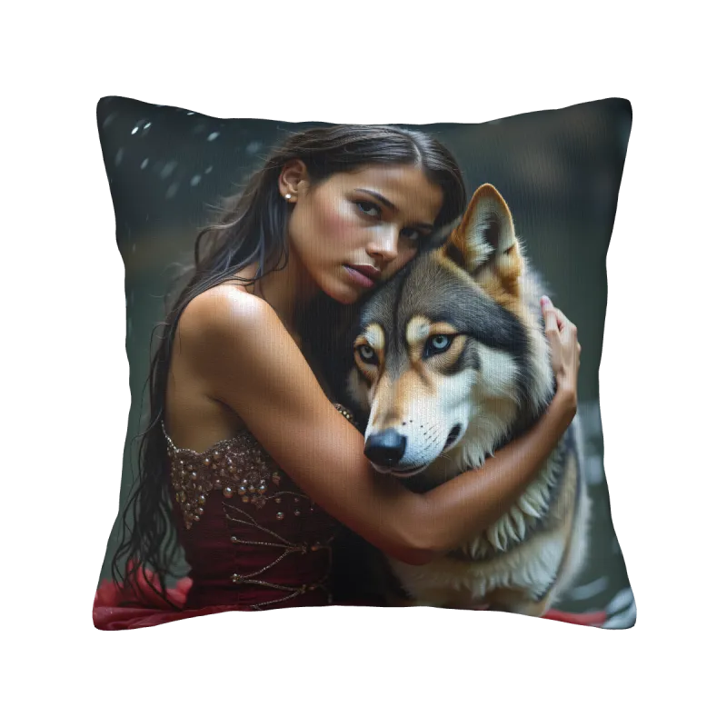 Funda de cojín de peluche con retrato femenino estético - Okomall