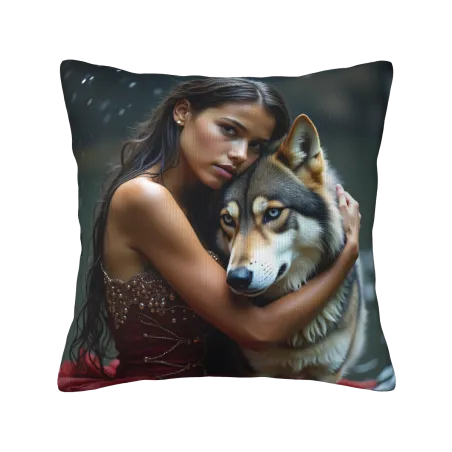 Housse de coussin en peluche avec portrait féminin esthétique - Okomall