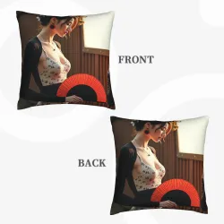 Housse de coussin en peluche à double face avec paysage pittoresque - Okomall