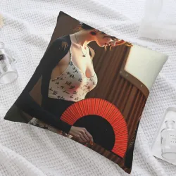 Housse de coussin en peluche à double face avec paysage pittoresque - Okomall