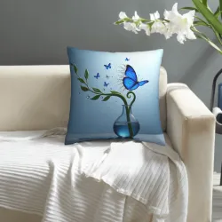 Housse de coussin en peluche à motif double face - 18x18 pouces | OKOMALL