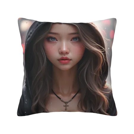 Housse de Coussin en Peluche Motif Fille Esthétique - OkOmall