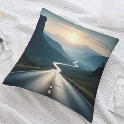 Funda de cojín de felpa con motivo de niebla en el bosque - Okomall