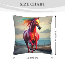 Housse de coussin en peluche avec motif de cheval galopant - Okomall