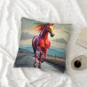 Housse de coussin en peluche avec motif de cheval galopant - Okomall