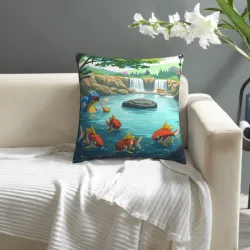 Housse de coussin en peluche sur le thème de la forêt 'Chemin des Bois' - Okomall