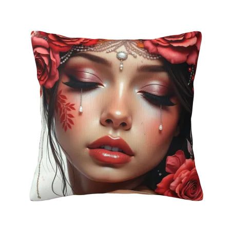 Funda de Almohada de Peluche con Diseño Femenino Estético - Okomall