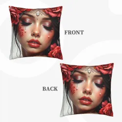 Federa di Cuscino in Peluche con Motivo Femminile Estetico - Okomall