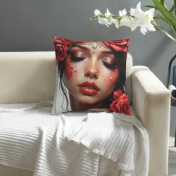 Housse de Coussin en Peluche avec Motif Féminin Esthétique - Okomall