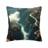 Housse de coussin en peluche avec motif cascade et forêt - Okomall