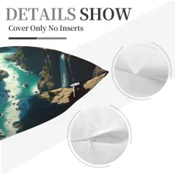 Funda de cojín de felpa con estampado de cascada y bosque - Okomall
