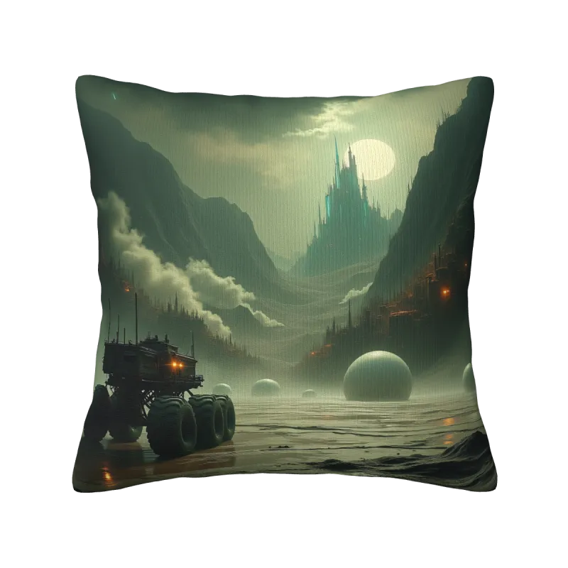 Funda de cojín de peluche con diseño de Niebla y Montaña - Okomall