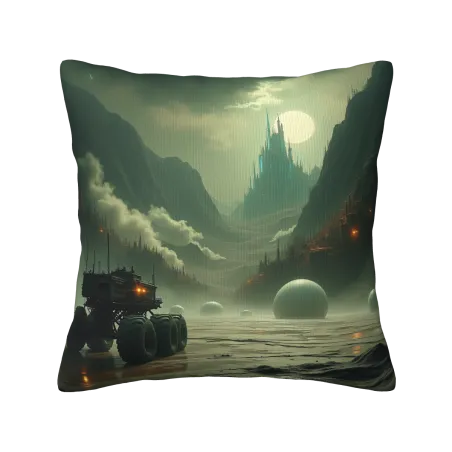 Housse de coussin en peluche avec motif Brume et Montagne - Okomall