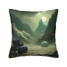 Housse de coussin en peluche avec motif Brume et Montagne - Okomall