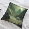 Housse de coussin en peluche avec motif Brume et Montagne - Okomall