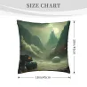 Housse de coussin en peluche avec motif Brume et Montagne - Okomall