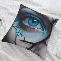 Funda de cojín de peluche surrealista con ojos - Okomall